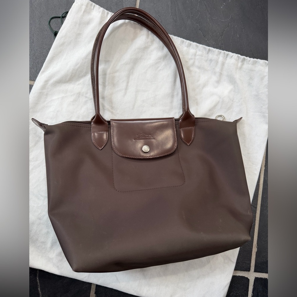 EUC: Longchamp Le Pliage tote Bag, brown - Picture 3 of 15